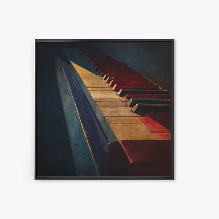 Piano Keys Fading into Shadow Framed Canvas Print, Recording Studio Art, Home Decor, Studio Decor, Analog, Minimalist Decor, RSA-1x1-32