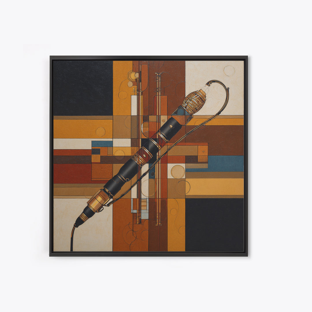 Microphone Cable Forming Elegant Line Art Canvas Print, Recording Studio Art, Studio Wall Art, Studio Decor, Abstract Art, RSA-1x1-45
