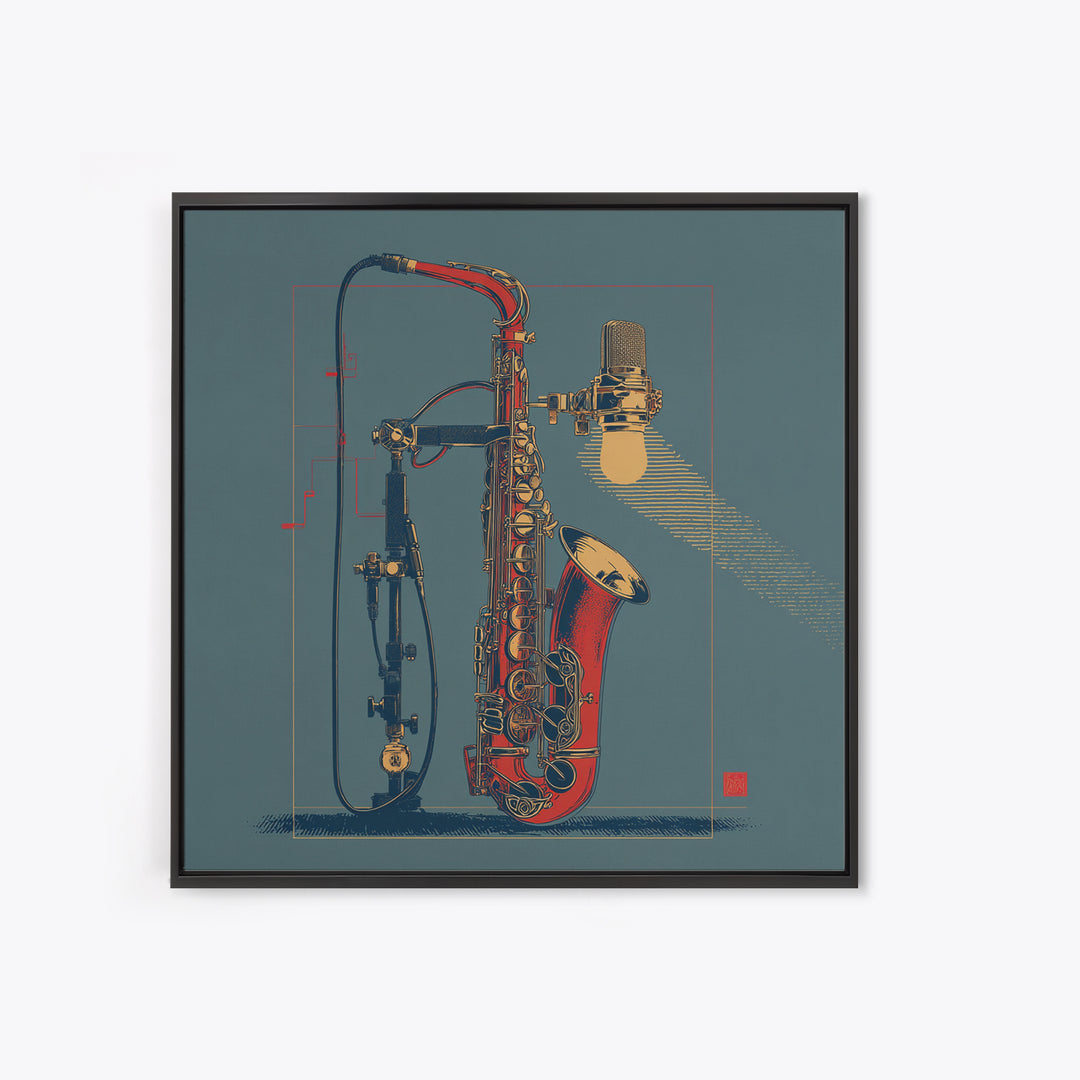 Microphone Cable Forming Elegant Line Art Canvas Print, Recording Studio Art, Studio Wall Art, Studio Decor, Abstract Art, RSA-1x1-69