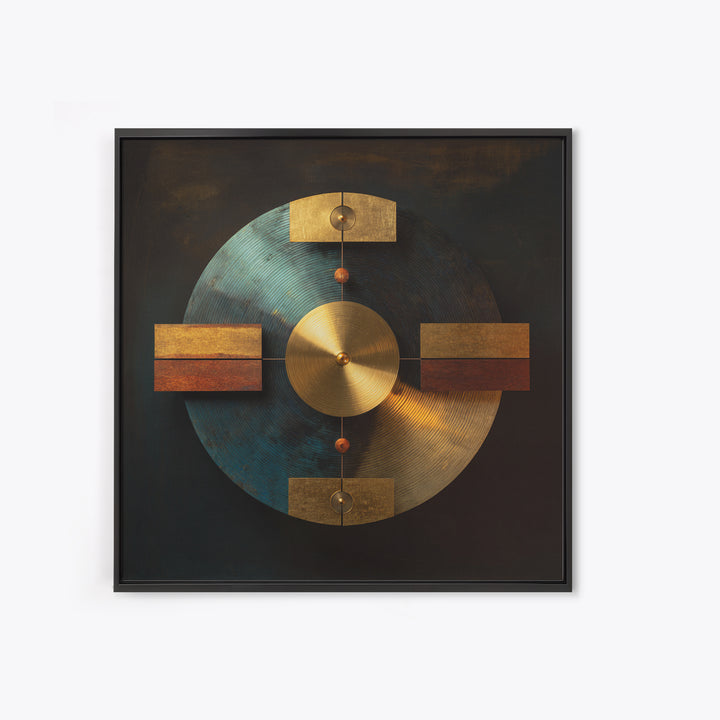 Gold Record Circular Composition Framed Canvas Print, Recording Studio Art, Downloadable Print, Studio Decor, Fine Art, Analog, RSA-1x1-71