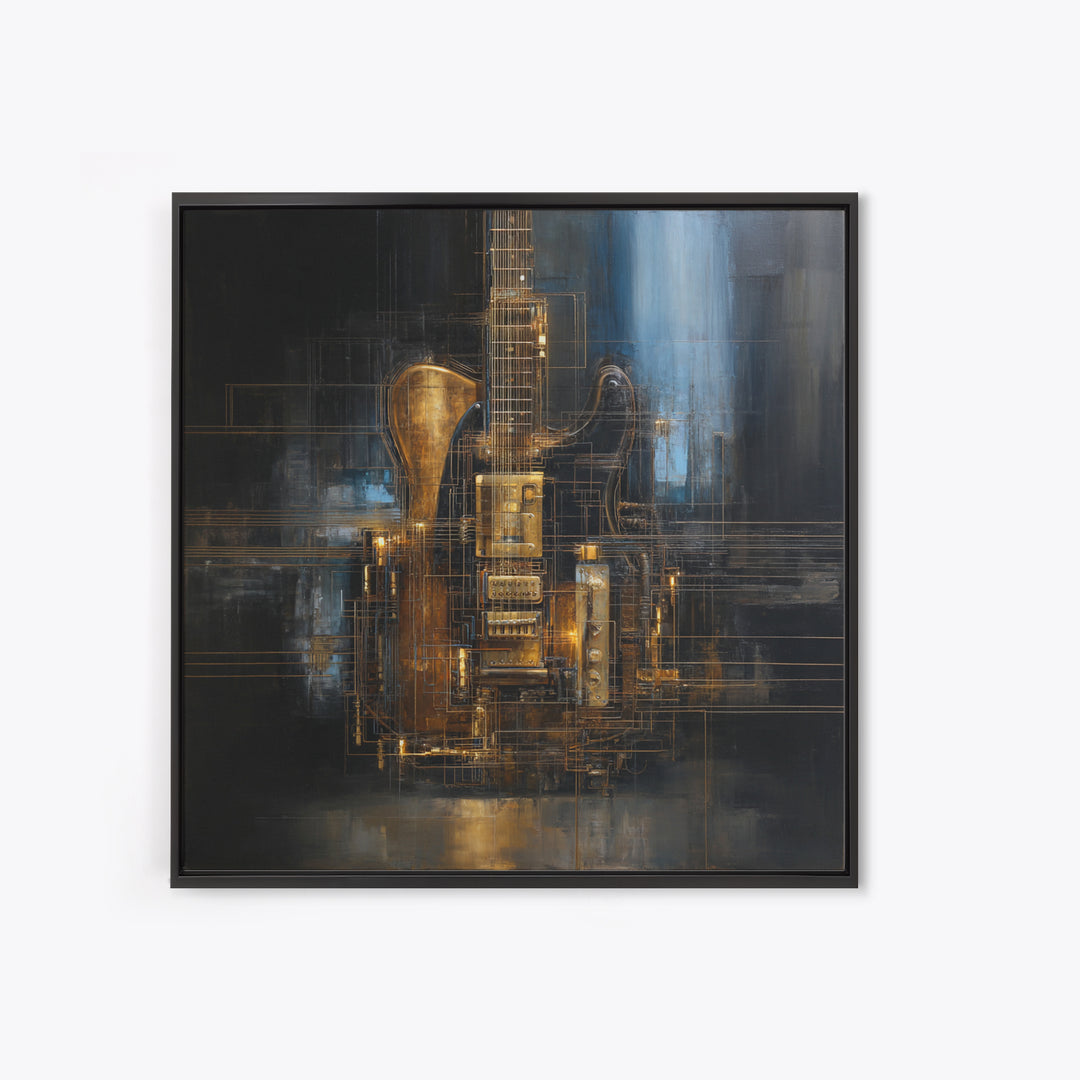 Soundwave Abstract with Black and Gold Lines Canvas Print, Recording Studio Art, Home Decor, Studio Decor, Abstract Art, Analog, RSA-1x1-75