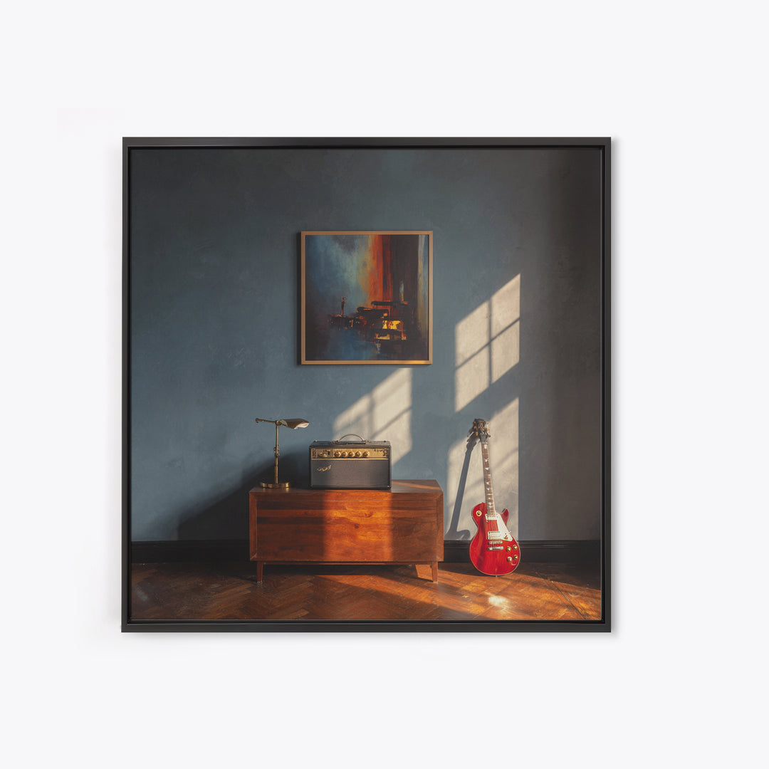 Electric Guitar Beside a Studio Amp Canvas Print, Recording Studio Art, Downloadable Print, Studio Decor, Fine Art, Analog, RSA-1x1-76