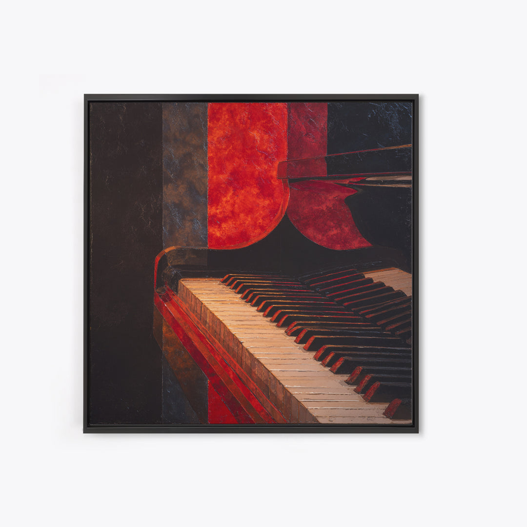 Piano Keys Fading into Shadow Framed Canvas Print, Recording Studio Art, Dtf Prints, Studio Decor, Analog, Music Studio, RSA-1x1-8