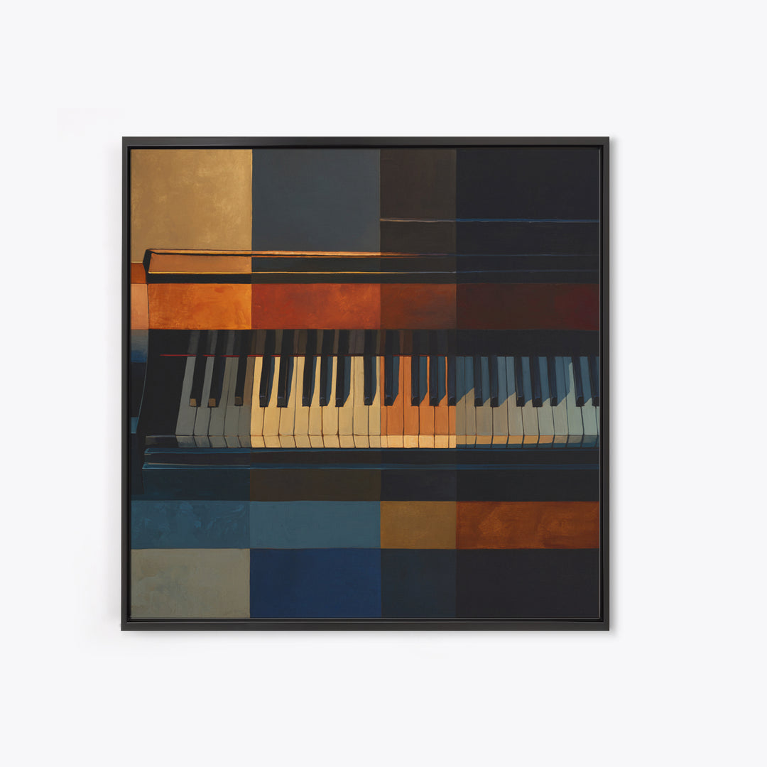 Piano Keys Fading into Shadow Framed Canvas Print, Recording Studio Art, Gallery Decor, Studio Decor, Fine Art, Analog, RSA-1x1-80