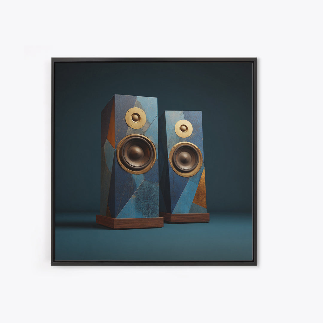 Studio Monitor Speakers as Bold Geometric Forms Canvas Print, Recording Studio Art, Studio Wall Art, Studio Decor, Analog, RSA-1x1-84