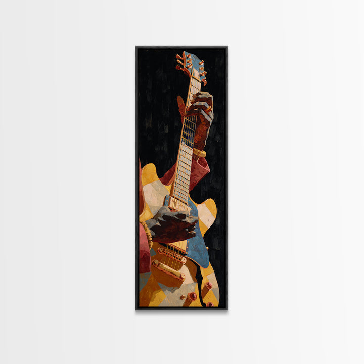 Musician Hands on Guitar Strings Canvas Print, Recording Studio Art, Luxury Decor, Studio Decor, Oil Painting, Analog, RSA-1x3-27