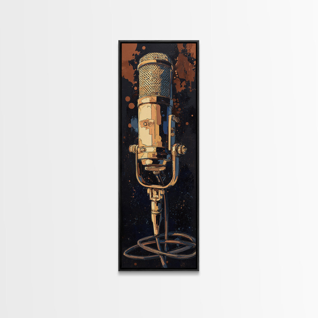 Microphone Cable Forming Elegant Line Art Canvas Print, Recording Studio Art, Printable Art, Studio Decor, Fine Art, Analog, RSA-1x3-33