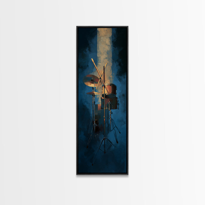 Drumsticks Crossed over Snare Drum Canvas Print, Recording Studio Art, Guitar Wall Art, Studio Decor, Fine Art, Analog, RSA-1x3-94