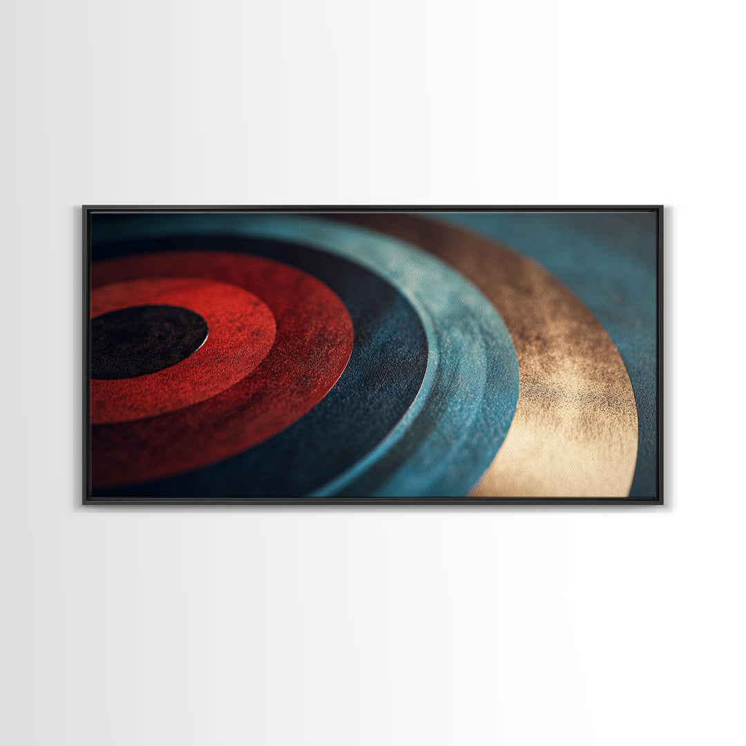 Vinyl Groove Closeup as Circular Abstract Framed Canvas Print, Recording Studio Art, Fine Art Print, Studio Decor, Abstract Art, RSA-2x1-10