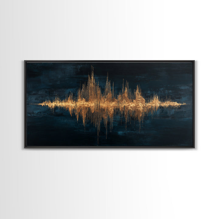 Soundwave Abstract with Black and Gold Lines Canvas Print, Recording Studio Art, Retro Wall Art, Studio Decor, Abstract Art, RSA-2x1-47