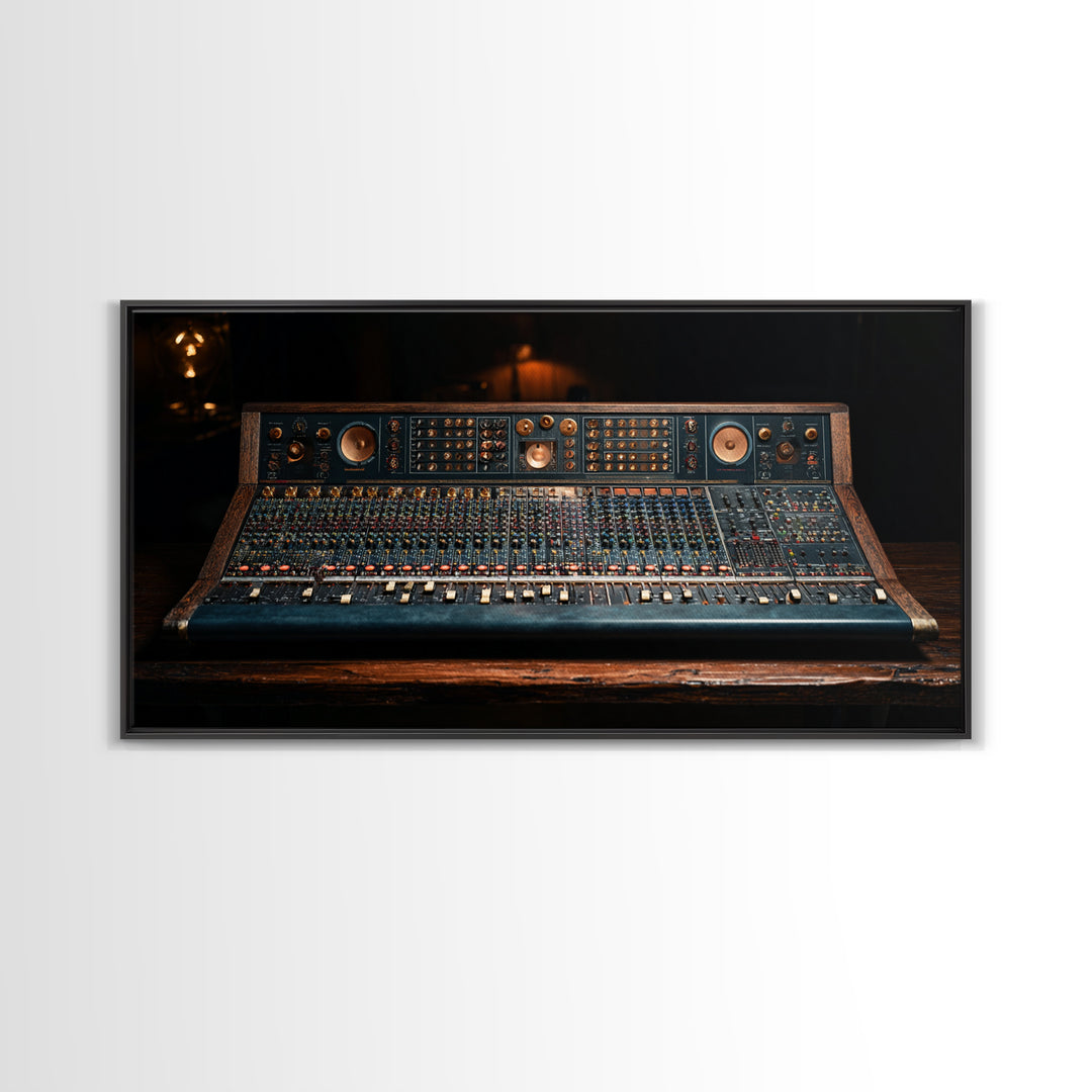 Mixing Console Faders Framed Canvas Print, Recording Studio Art, Luxury Decor, Studio Decor, Fine Art, Analog, Modern Wall Art, RSA-2x1-50