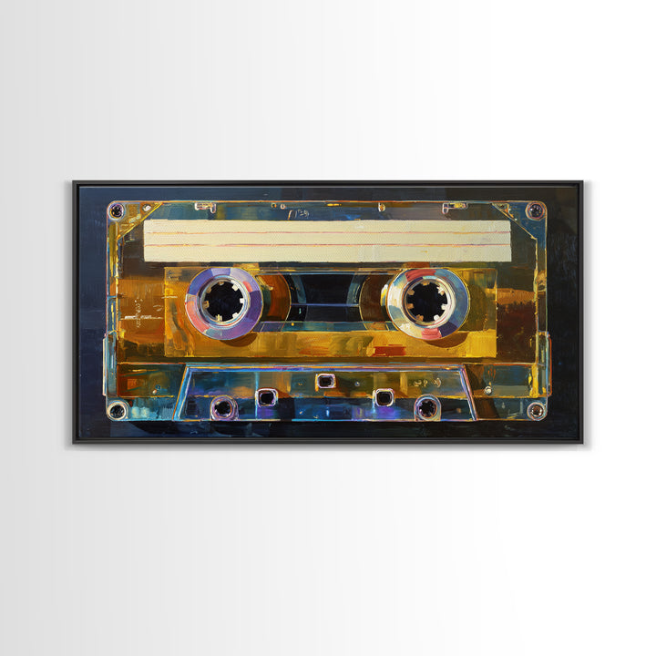 Retro Cassette Tape Framed Canvas Print, Recording Studio Art, Music Wall Art, Studio Decor, Fine Art, Analog, Musician Posters, RSA-2x1-55