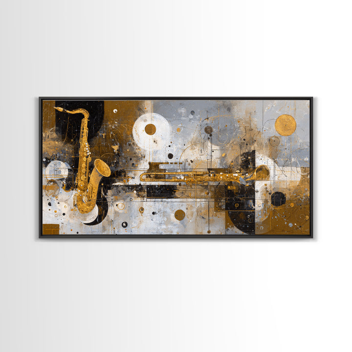 Soundwave Abstract with Black and Gold Lines Canvas Print, Recording Studio Art, Youtube Studio Decor, Studio Decor, Analog, RSA-2x1-71