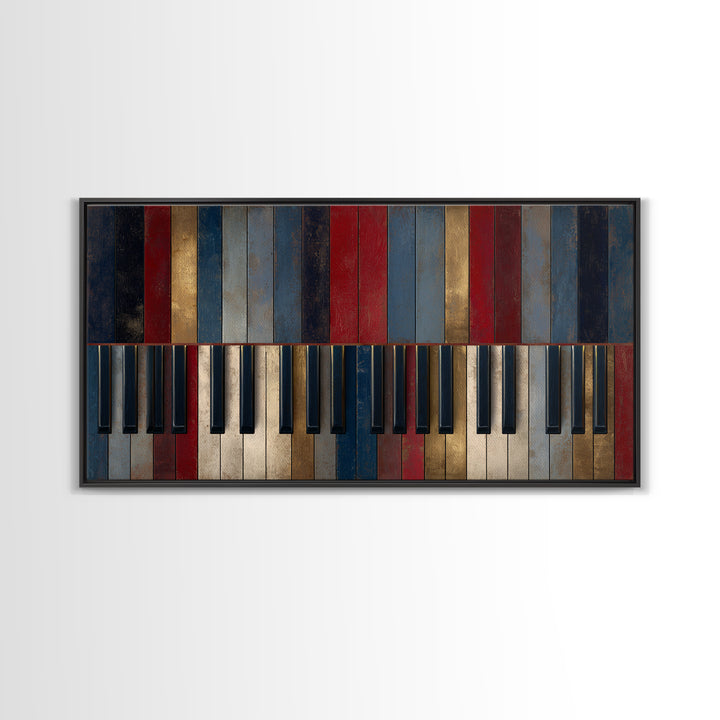 Piano Keys Fading into Shadow Canvas Print, Recording Studio Art, Unique Home Decor, Studio Decor, Analog, Rock Music Art, RSA-2x1-76