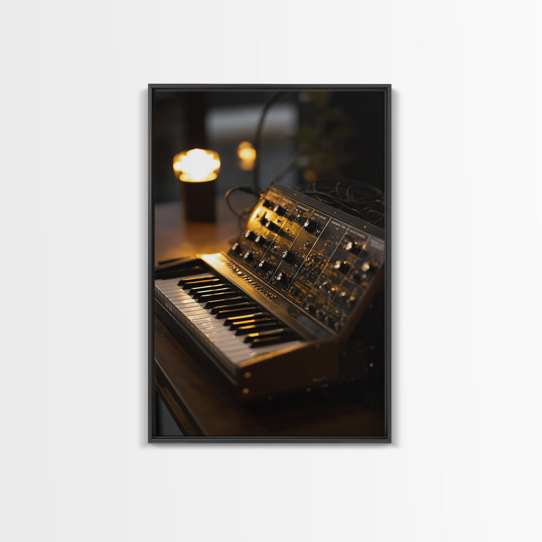 Analog Synthesizer Knobs and Cables Framed Canvas Print, Recording Studio Art, Boho Decor, Studio Decor, Oil Painting, Analog, RSA-2x3-21