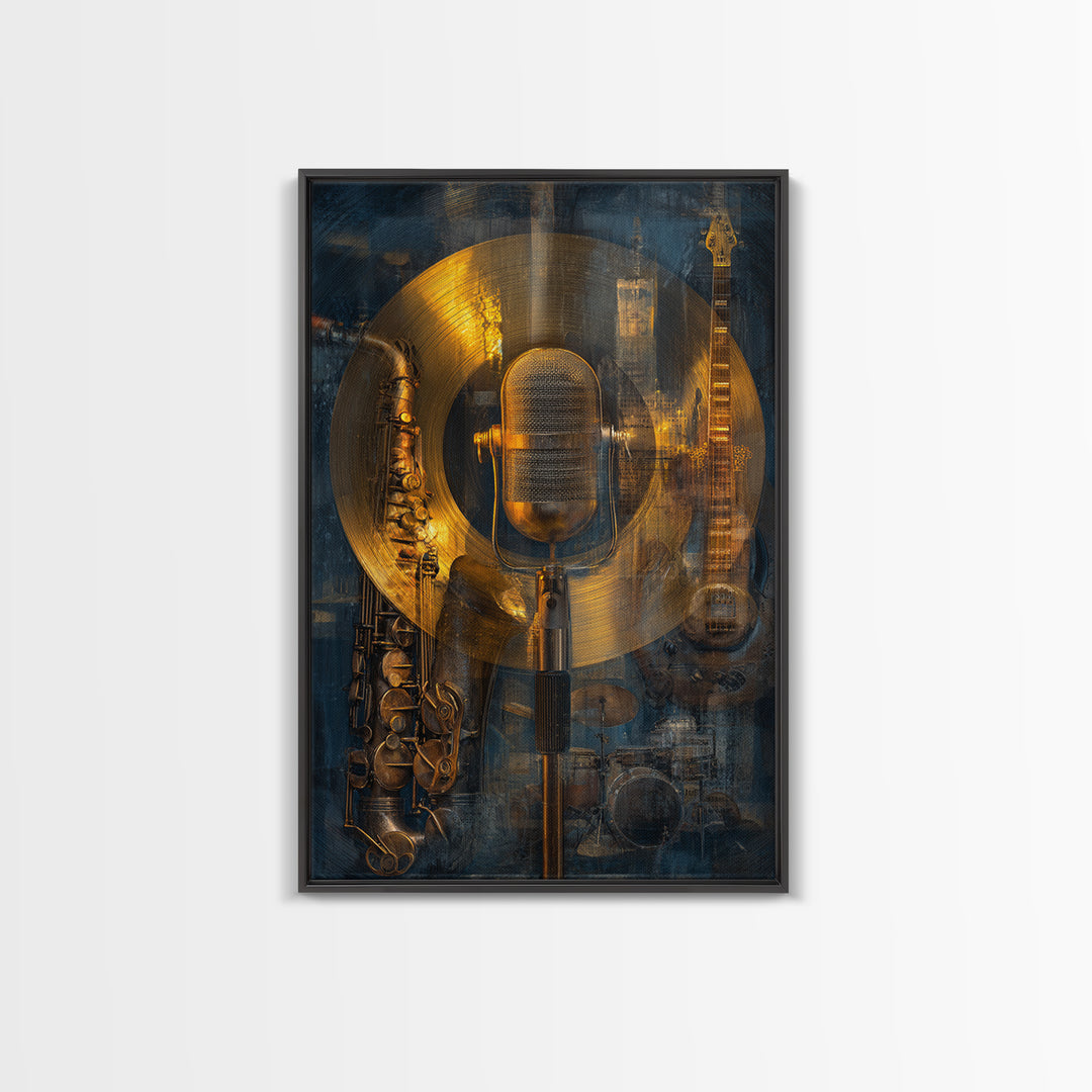 Gold Record Circular Composition Canvas Print, Recording Studio Art, Downloadable Print, Studio Decor, Fine Art, Analog, RSA-2x3-31