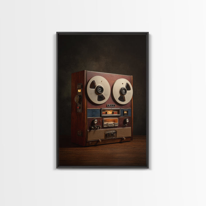 Reel to Reel Tape Machine Framed Canvas Print, Recording Studio Art, Luxury Decor, Studio Decor, Analog, Modern Wall Art, RSA-2x3-34