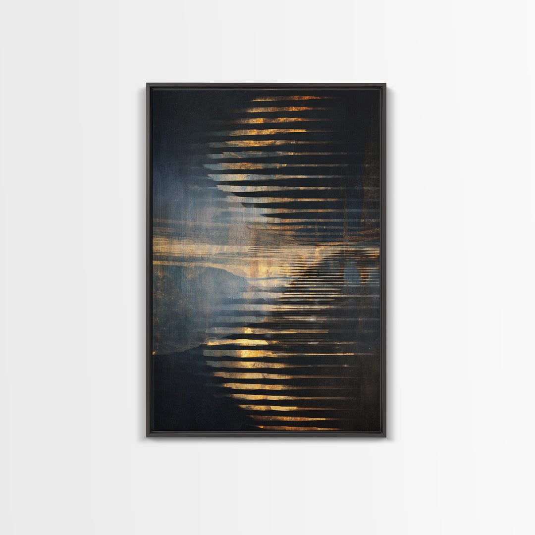 Soundwave Abstract with Black and Gold Lines Canvas Print, Recording Studio Art, Home Decor, Studio Decor, Abstract Art, Analog, RSA-2x3-35