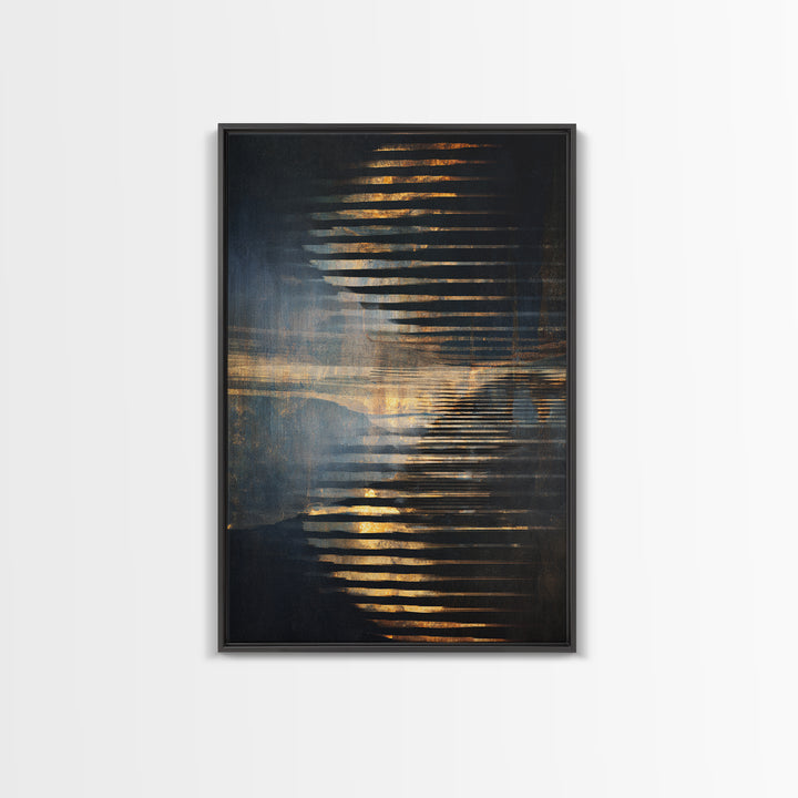 Soundwave Abstract with Black and Gold Lines Canvas Print, Recording Studio Art, Home Decor, Studio Decor, Abstract Art, Analog, RSA-2x3-35