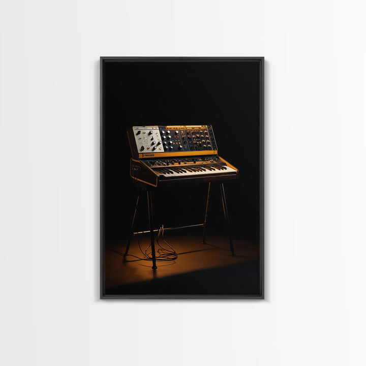Analog Synthesizer Knobs and Cables Framed Canvas Print, Recording Studio Art, Mid Century Modern, Studio Decor, Analog, RSA-2x3-93