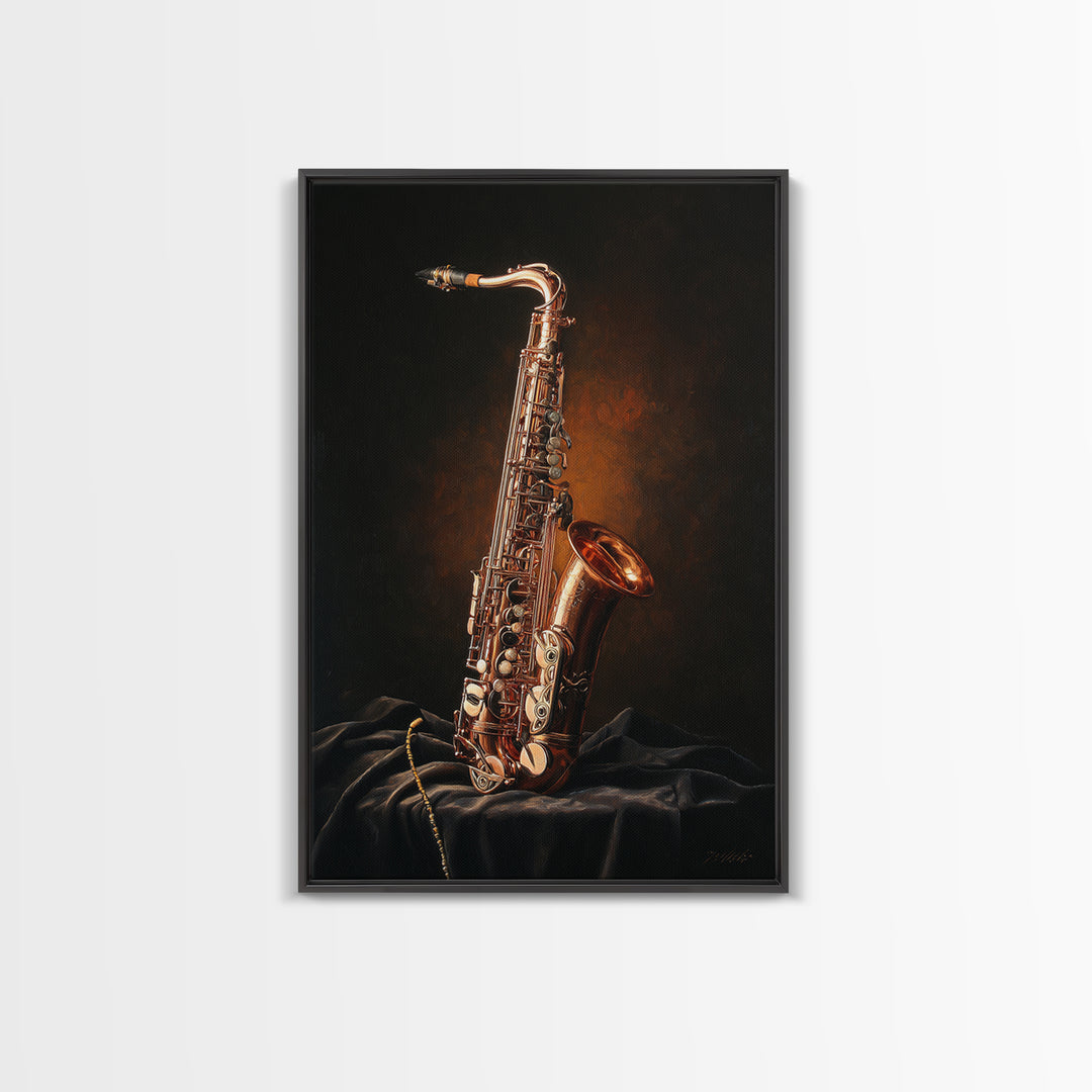 Brass Saxophone on Dark Velvet Canvas Print, Recording Studio Art, Contemporary Art, Studio Decor, Analog, Music Posters, RSA-2x3-96