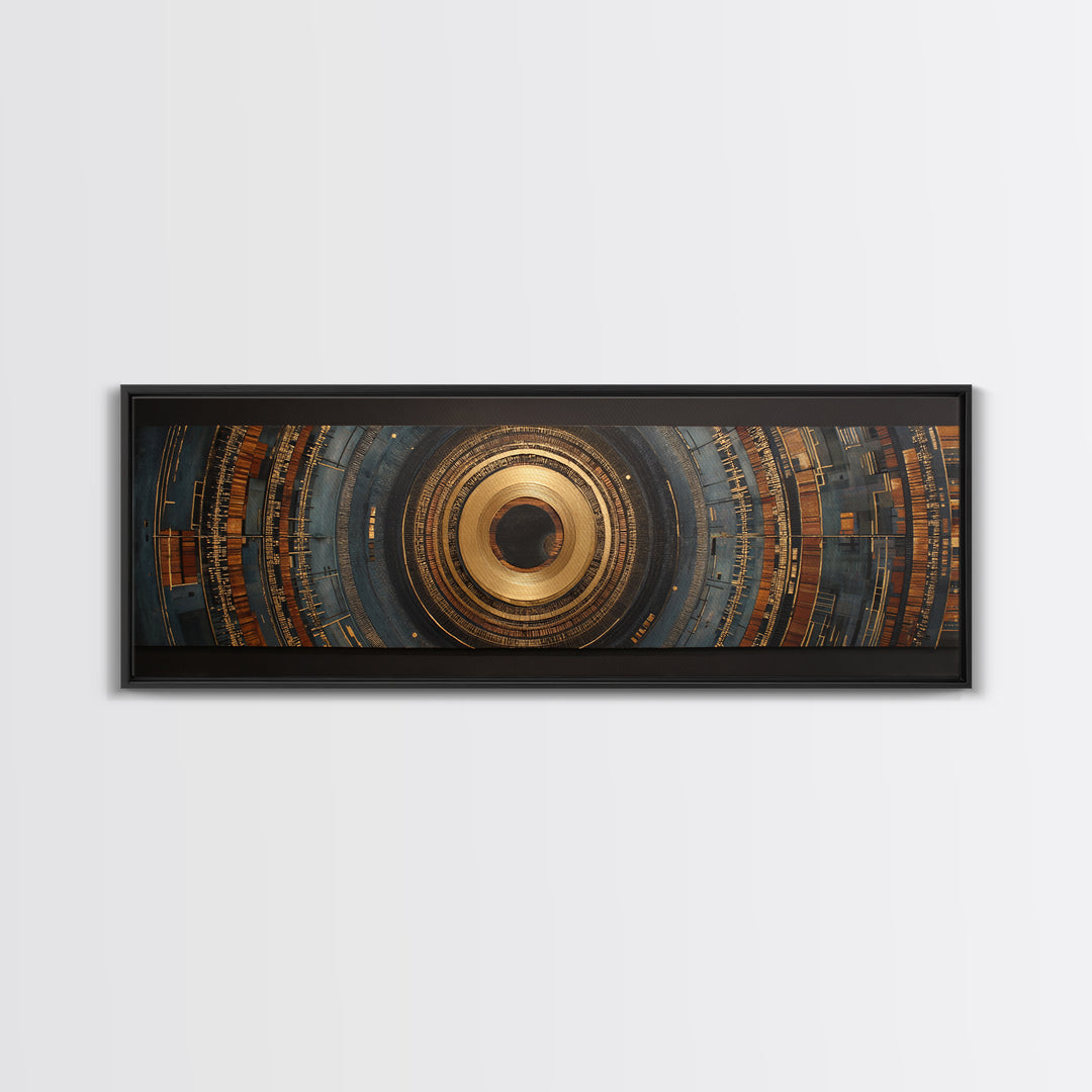 Gold Record Circular Composition Framed Canvas Print, Recording Studio Art, Music Wall Decor, Studio Decor, Fine Art, Analog, RSA-3x1-15