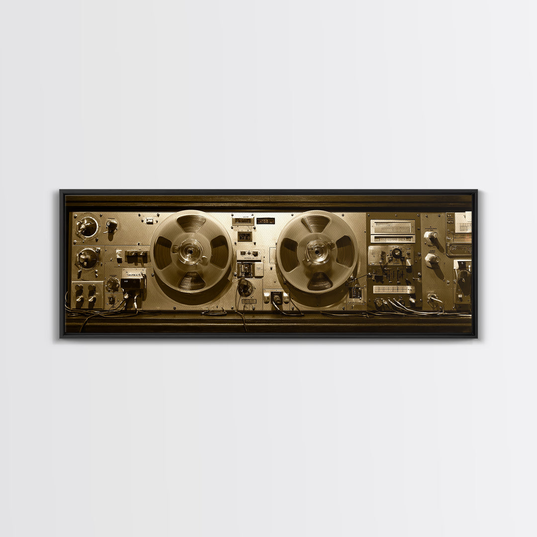 Reel to Reel Tape Machine Framed Canvas Print, Recording Studio Art, Printable Art, Studio Decor, Analog, Kids Room Art, RSA-3x1-18