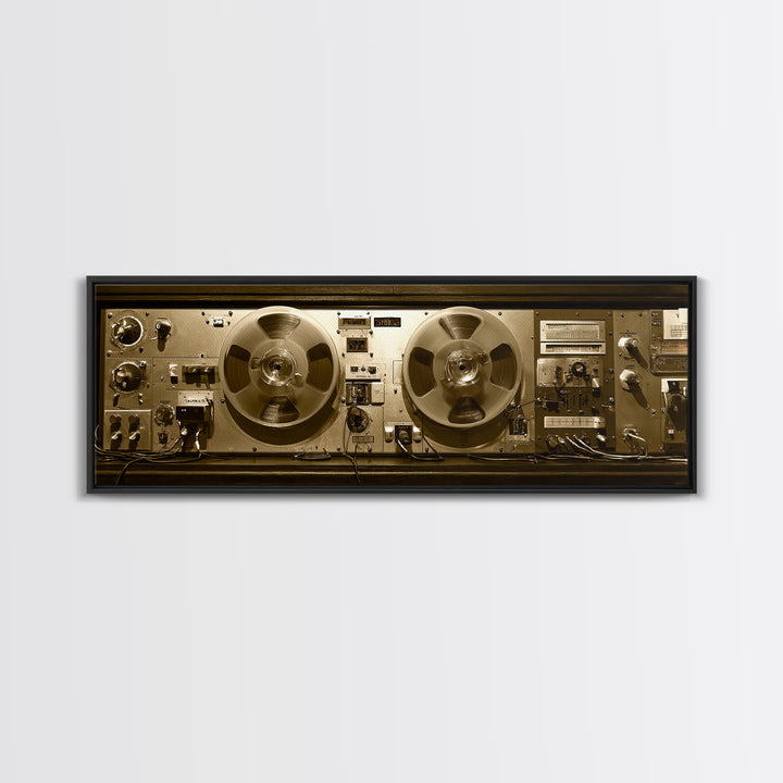 Reel to Reel Tape Machine Framed Canvas Print, Recording Studio Art, Printable Art, Studio Decor, Analog, Kids Room Art, RSA-3x1-18