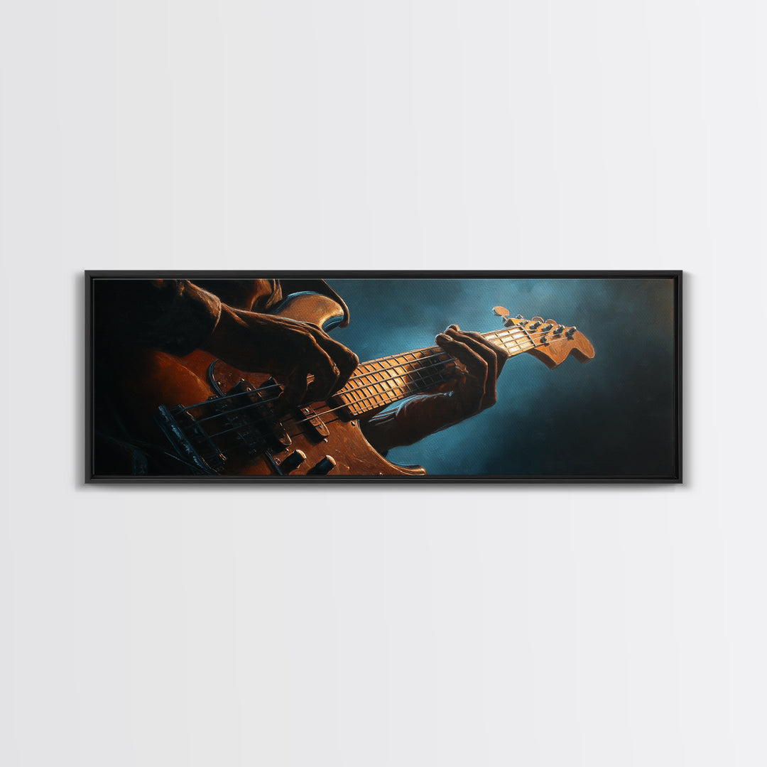 Musician Hands on Guitar Strings Canvas Print, Recording Studio Art, Fine Art Print, Studio Decor, Abstract Art, Analog, RSA-3x1-31