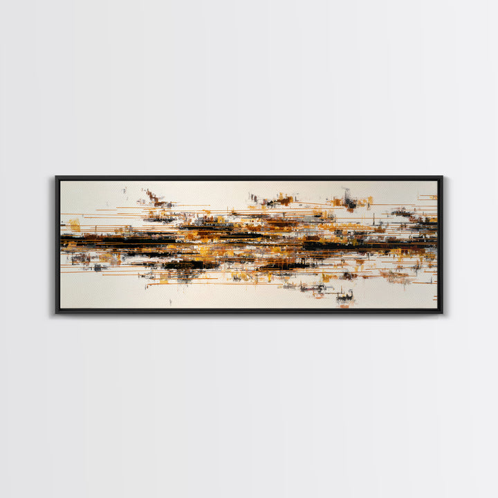 Soundwave Abstract with Black and Gold Lines Canvas Print, Recording Studio Art, Minimalist Decor, Studio Decor, Abstract Art, RSA-3x1-43