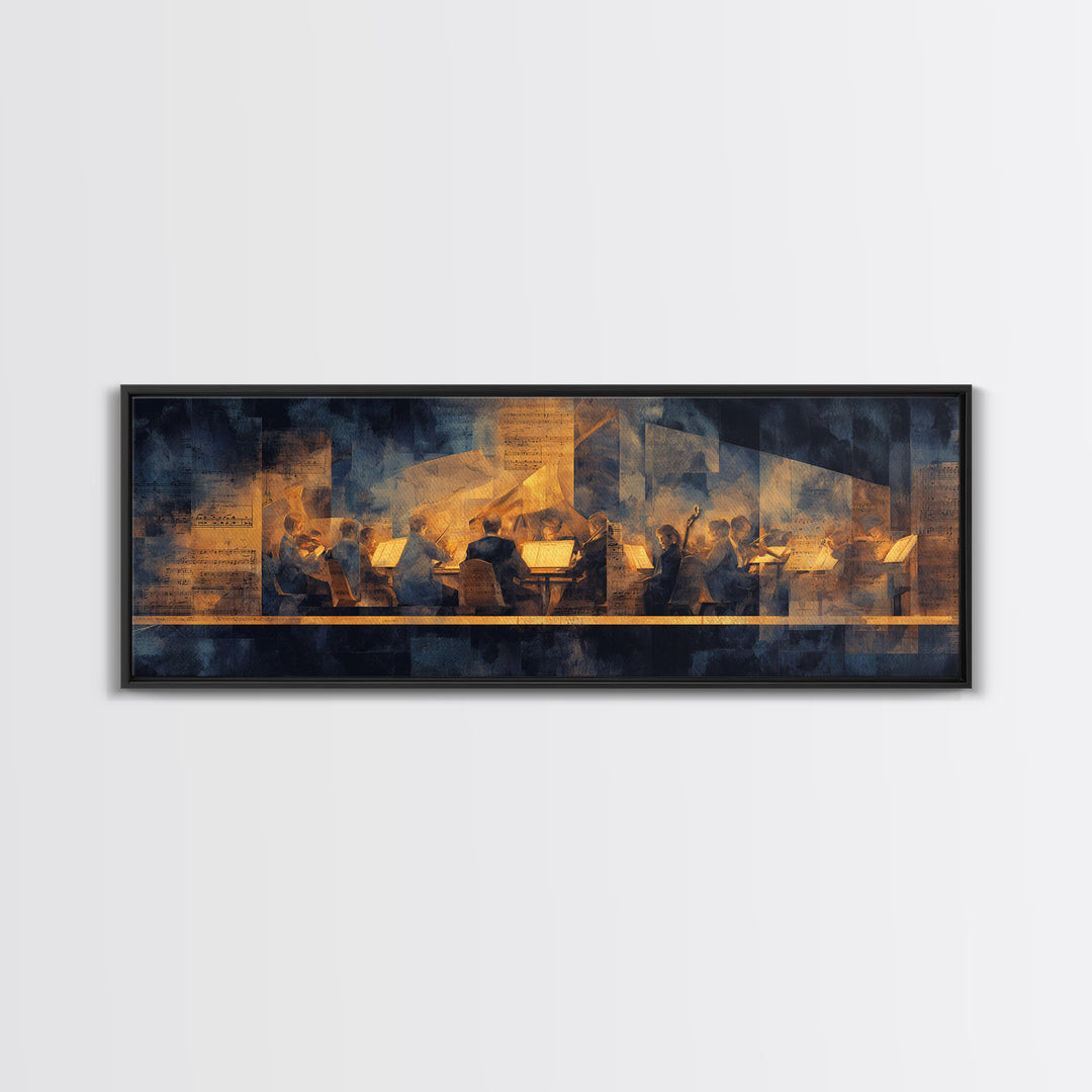 Conductor Baton and Sheet Shapes Without Text Framed Canvas Print, Recording Studio Art, Dtf Prints, Studio Decor, Analog, RSA-3x1-58