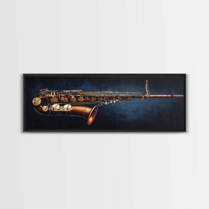Brass Saxophone on Dark Velvet Canvas Print, Recording Studio Art, Wall Art, Studio Decor, Fine Art, Analog, Music Posters, RSA-3x1-80