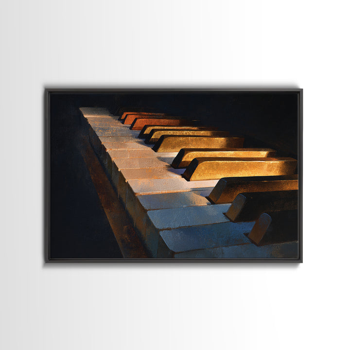 Piano Keys Fading into Shadow Canvas Print, Recording Studio Art, Mid Century Modern, Studio Decor, Fine Art, Analog, RSA-3x2-12