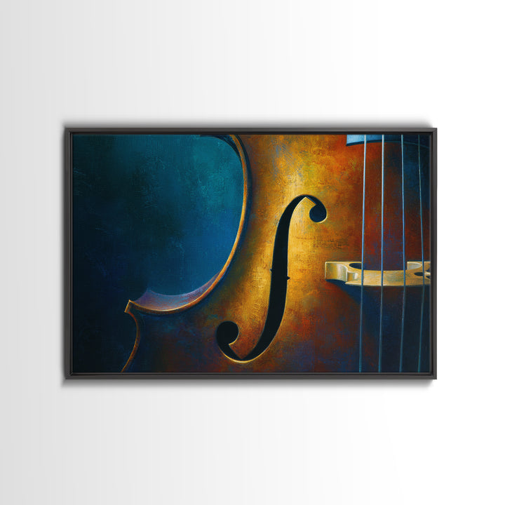Cello Curve Closeup Framed Canvas Print, Recording Studio Art, Modern Wall Art, Studio Decor, Fine Art, Analog, Music Decor, RSA-3x2-24