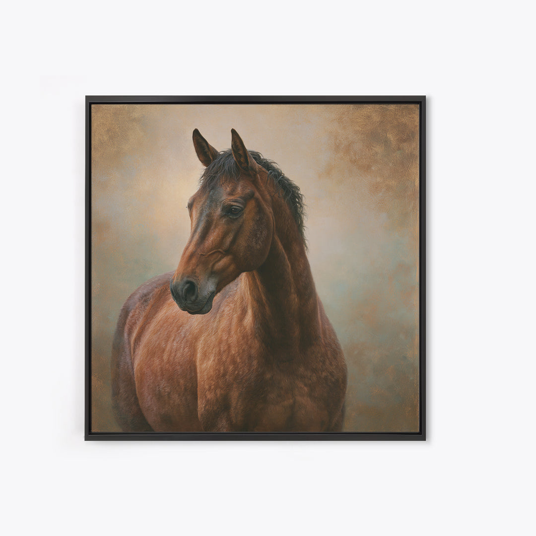 Brown Horse Portrait Canvas Print, Rustic Art, Downloadable Art, Farmhouse Decor, Oil Painting, Rustic, Textured Painting, RUS-1x1-5