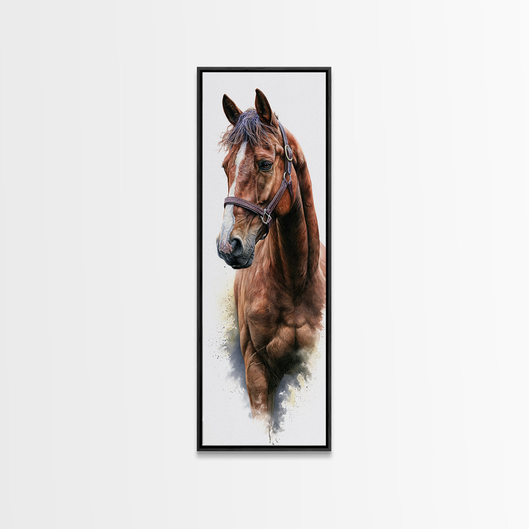 Brown Horse Portrait Canvas Print, Rustic Art, Room Decor, Farmhouse Decor, Fine Art, Rustic, Oil Painting, Digital Print, RUS-1x3-17