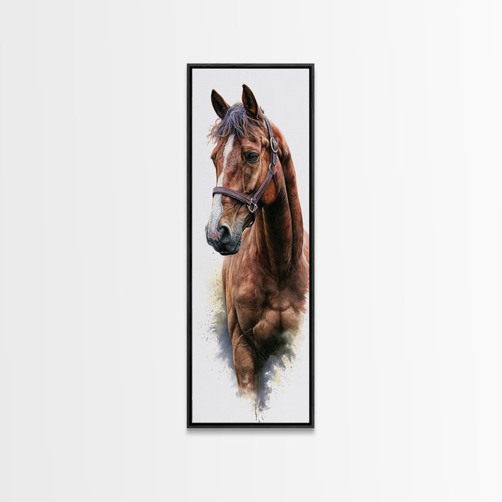 Brown Horse Portrait Canvas Print, Rustic Art, Room Decor, Farmhouse Decor, Fine Art, Rustic, Oil Painting, Digital Print, RUS-1x3-17