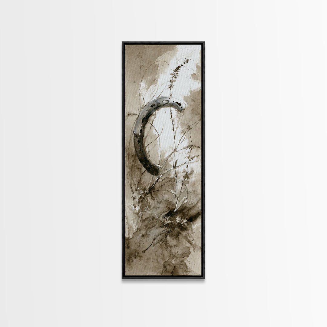 Rusty Horseshoe and Rope Composition Canvas Print, Rustic Art, Painting, Farmhouse Decor, Fine Art, Rustic, Boho Wall Art, RUS-1x3-25