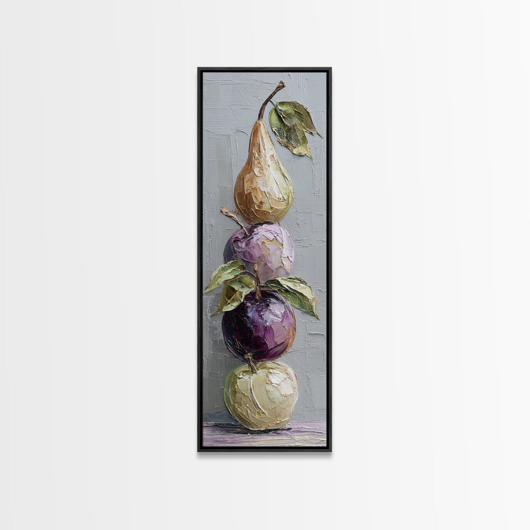 Rustic Pear and Apple Still Life Canvas Print, Rustic Art, Printable Art, Farmhouse Decor, Fine Art, Rustic, Farmhouse Wall Art, RUS-1x3-33