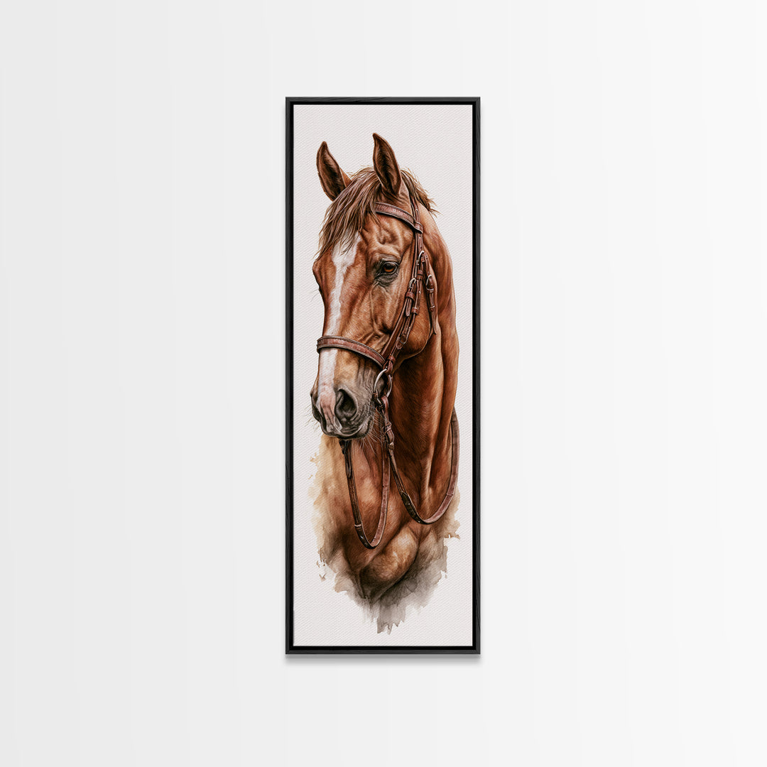 Brown Horse Portrait Canvas Print, Rustic Art, Modern Art, Farmhouse Decor, Fine Art, Rustic, Neutral Decor, Modern Decor, RUS-1x3-89