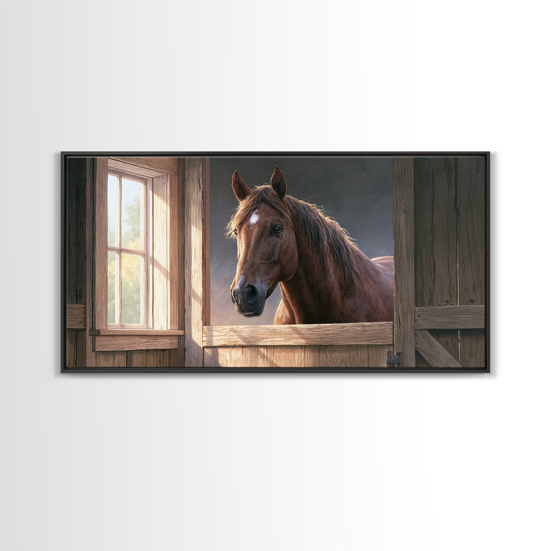 Brown Horse Portrait Canvas Print, Rustic Art, Printable Wall Art, Farmhouse Decor, Fine Art, Rustic, Wood Art, Modern Art, RUS-2x1-73