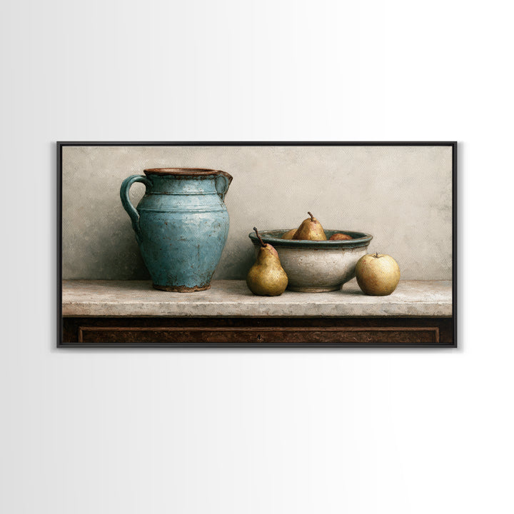 Rustic Pear and Apple Still Life Canvas Print, Rustic Art, Printable Art, Farmhouse Decor, Fine Art, Rustic, Farmhouse Wall Art, RUS-2x1-89