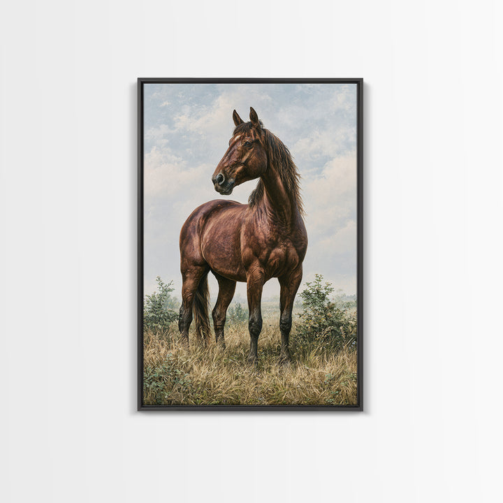 Brown Horse Portrait Framed Canvas Print, Rustic Art, Painting, Farmhouse Decor, Fine Art, Rustic, Boho Wall Art, 3d Wall Art, RUS-2x3-37