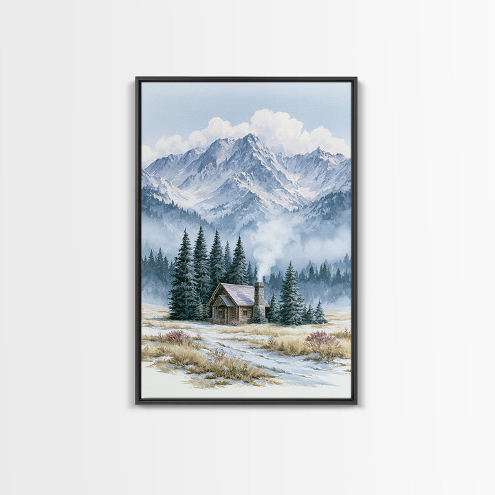 Winter Mountain Scene Canvas Print, Rustic Art, Farmhouse Wall Art, Farmhouse Decor, Fine Art, Rustic, Statement Artwork, RUS-2x3-7