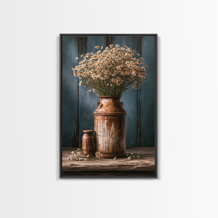Weathered Barn Wood and Wildflower Still Life Canvas Print, Rustic Art, Living Room Decor, Farmhouse Decor, Fine Art, Rustic, RUS-2x3-81