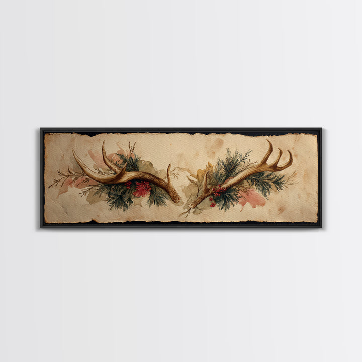 Winter Mountain Scene Framed Canvas Print, Rustic Art, Downloadable Art, Farmhouse Decor, Fine Art, Rustic, Textured Painting, RUS-3x1-15