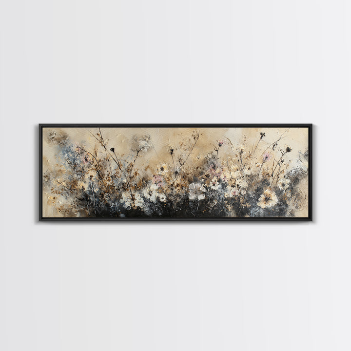 Handwoven Basket with Dried Grasses Canvas Print, Rustic Art, Minimalist Decor, Farmhouse Decor, Oil Painting, Rustic, RUS-3x1-88