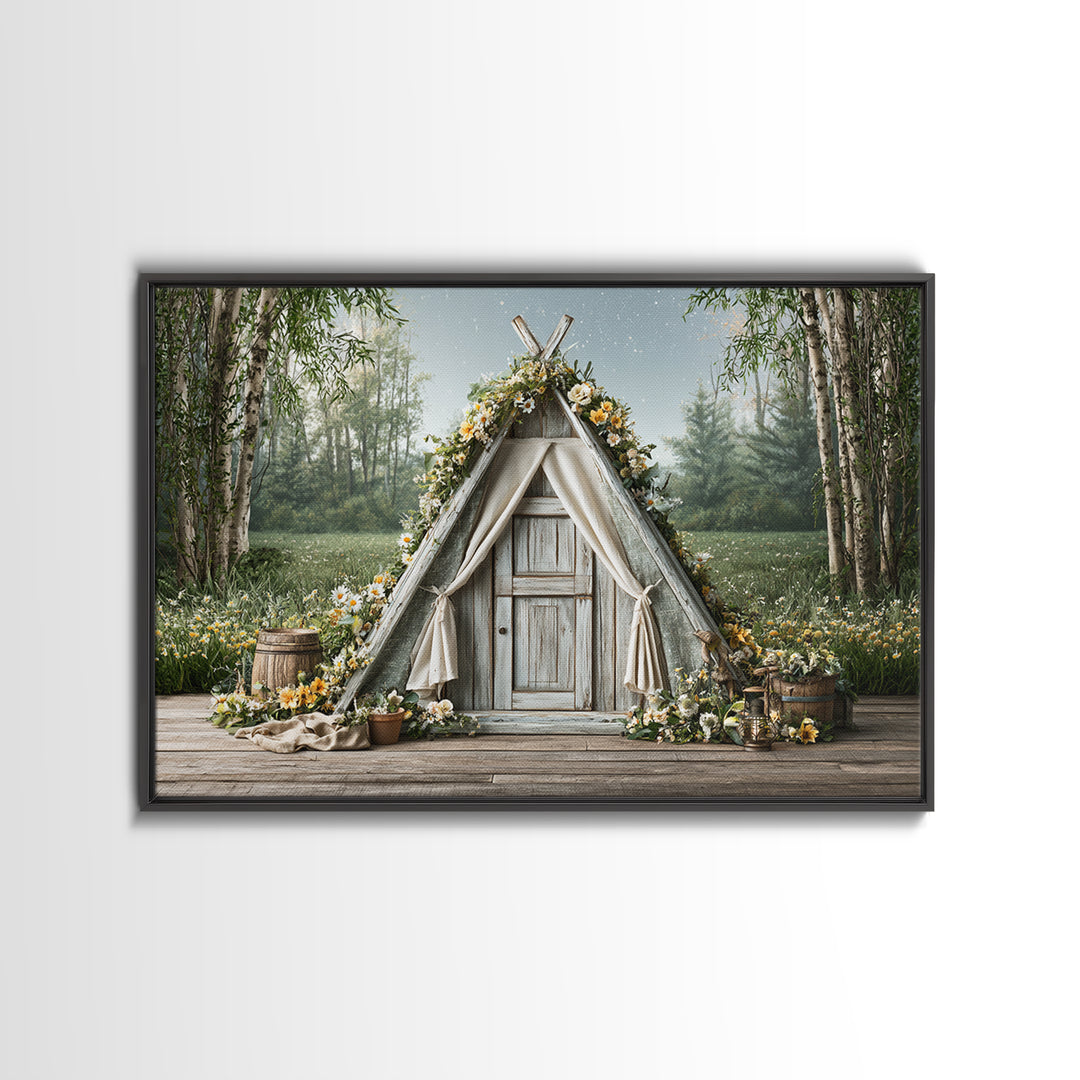 Campfire under a Starry Sky Framed Canvas Print, Rustic Art, Printable Wall Art, Farmhouse Decor, Fine Art, Rustic, Wood Art, RUS-3x2-14