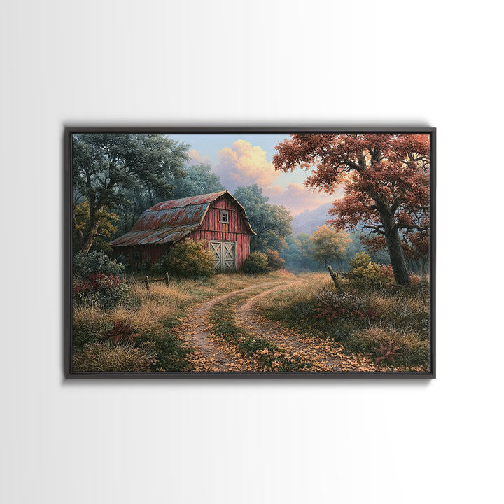 Forest Path with Golden Autumn Leaves Canvas Print, Rustic Art, Modern Art, Farmhouse Decor, Fine Art, Rustic, Neutral Decor, RUS-3x2-94