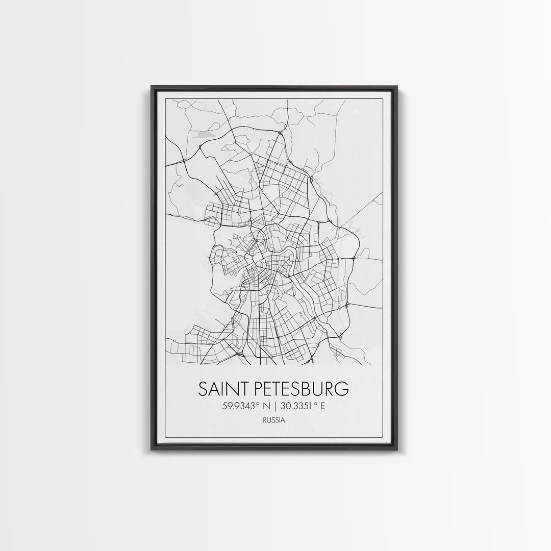 Saint Petersburg Street Map, Russia Map, City Map Art, Minimalist Art, Wall Art, Canvas Print, Room Décor, Gift For Mom, Travel Wall Art